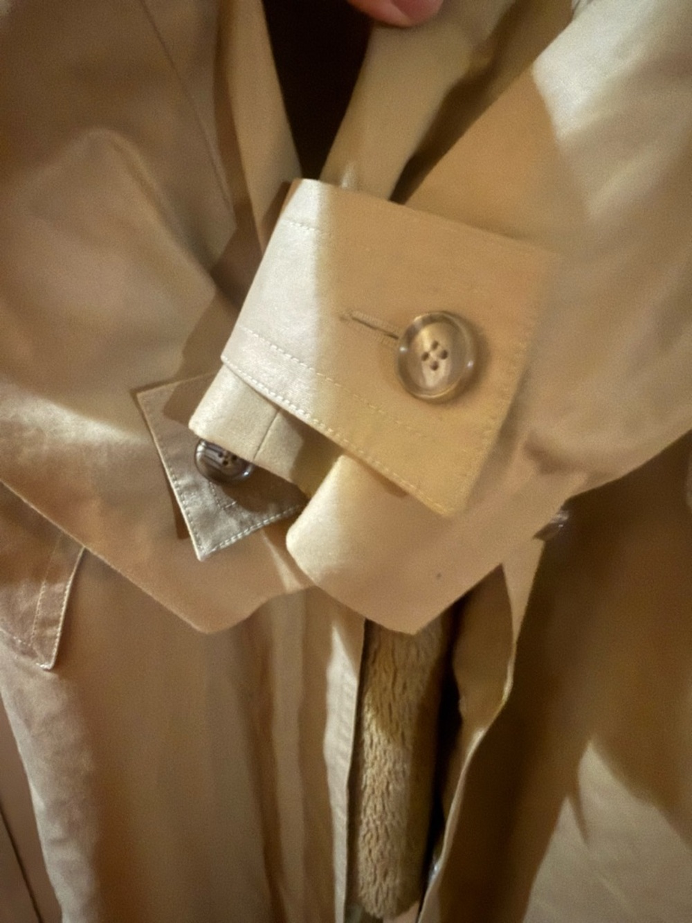 Vintage NICE London Fog Khaki Trench Coat with Sherpa Lining 4 - Picture 6 of 10